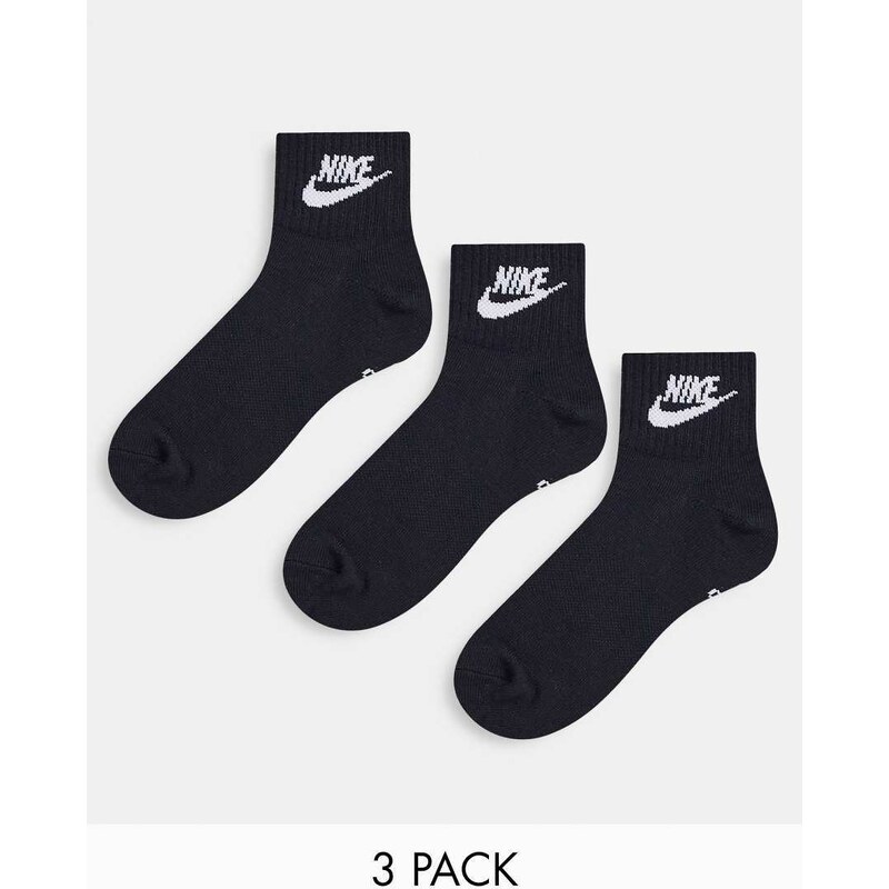 Nike Everyday Essential 3 pack ankle socks in black 100054765
