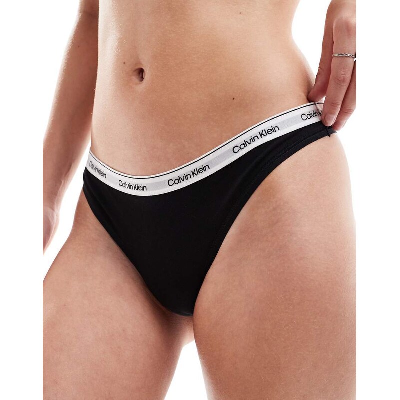 Calvin Klein Modern Logo low rise thong in black 100140457