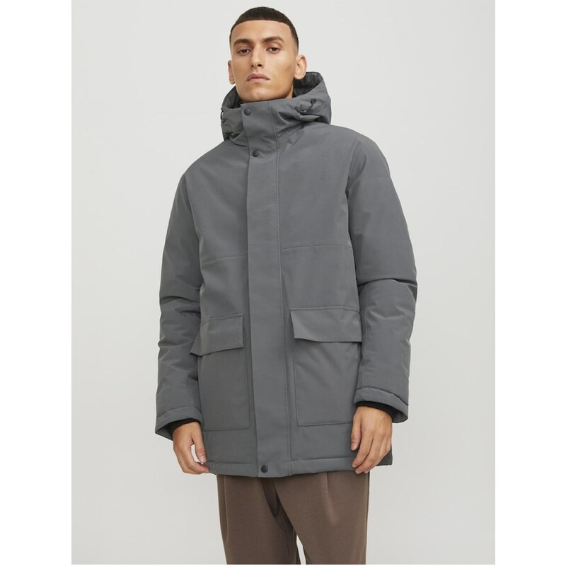 Tmavě šedá pánská zimní parka Jack & Jones Tate - Pánské