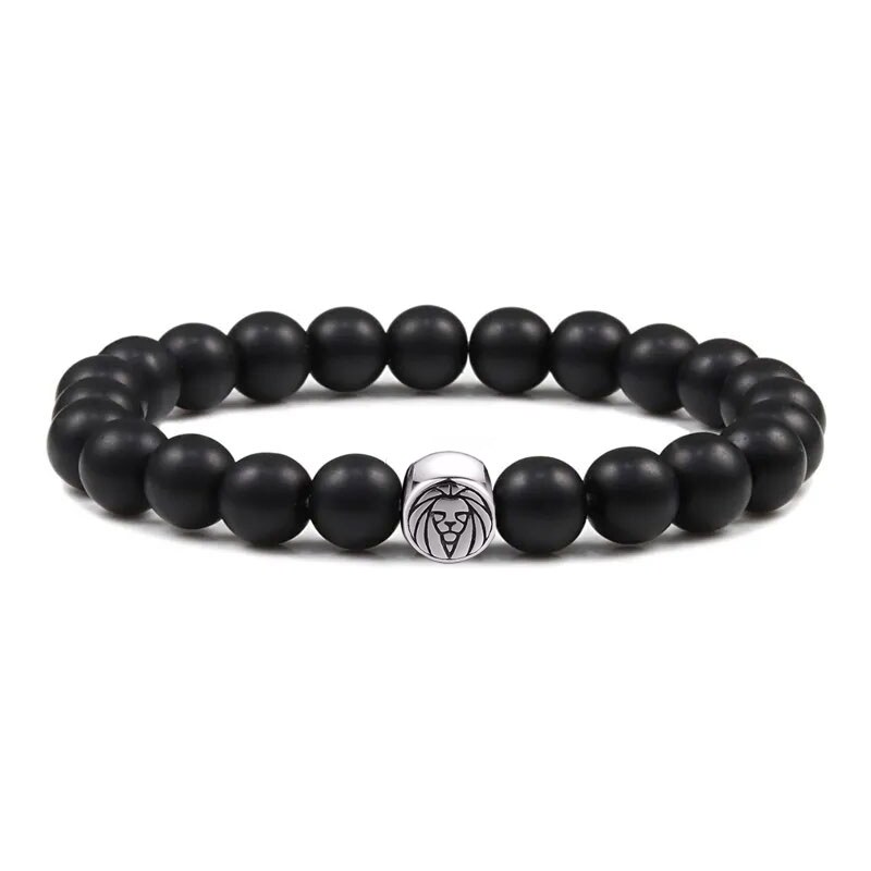 Daniel Dawson Korálkový náramek Lion - 8 mm achát, chirurgická ocel 98925102