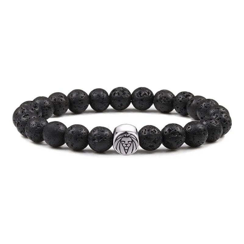 Daniel Dawson Korálkový náramek Lion - 8 mm lávový kámen, chirurgická 98925101
