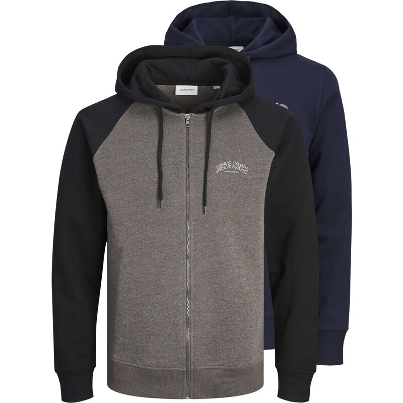 JACK & JONES Mikina JJRicky JJAlvis modrá / šedý melír / černá /