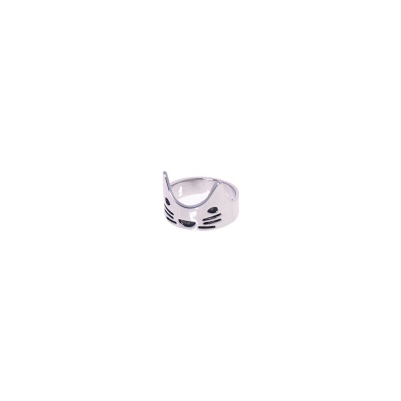 Timi Cat Face Ring silver finishing