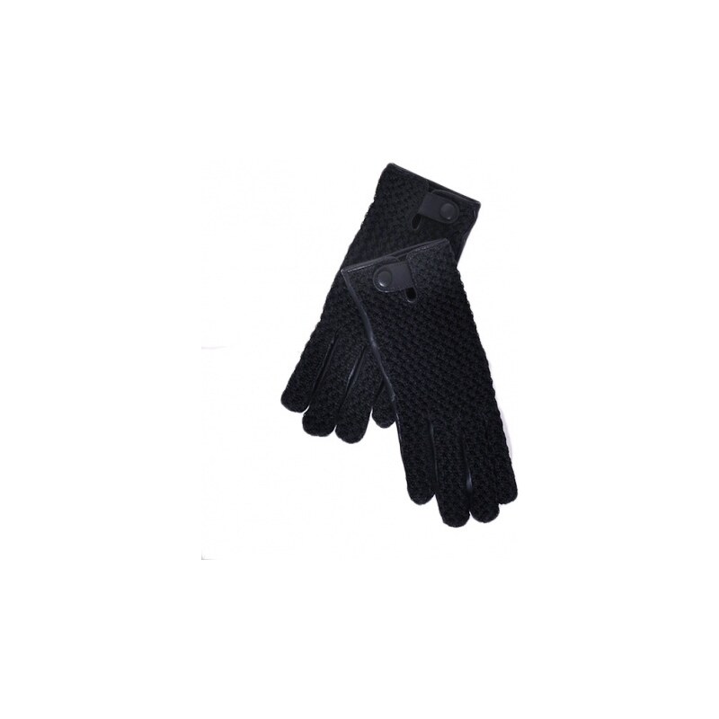 Rukavice Mujjo Leather Crochet Touchscreen Gloves black