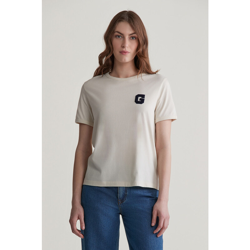 TRIČKO GANT REG G BADGE SS T-SHIRT CREAM 98997643