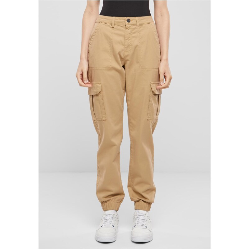 Urban Classics Dámské kalhoty Cotton Twill Utility béžové