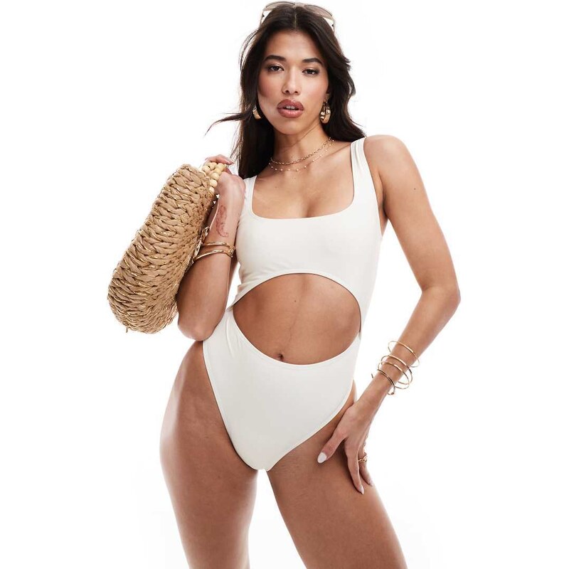 South Beach essential cut out swimsuit in coconut-White 114691544