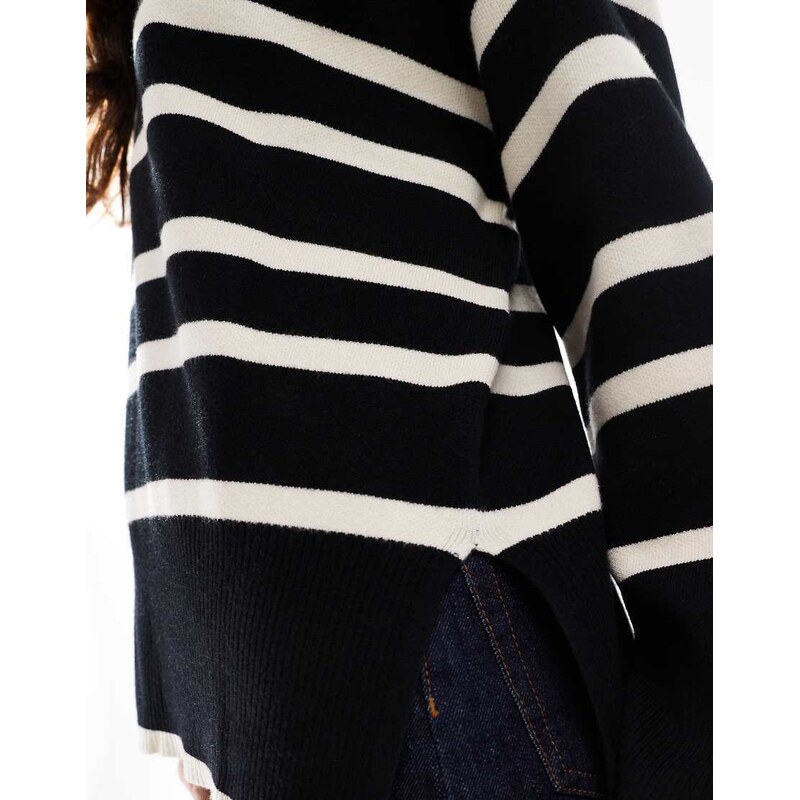 Vero Moda o neck jumper in black with cream stripe