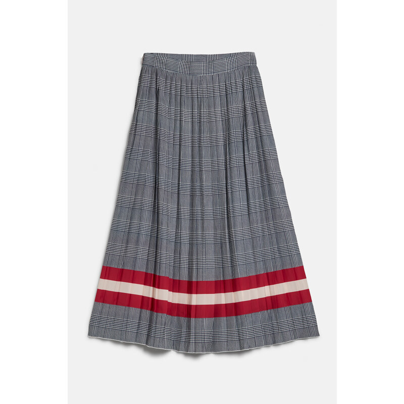 SUKNĚ GANT CHECK PRINT PLEATED SKIRT EVENING BLUE