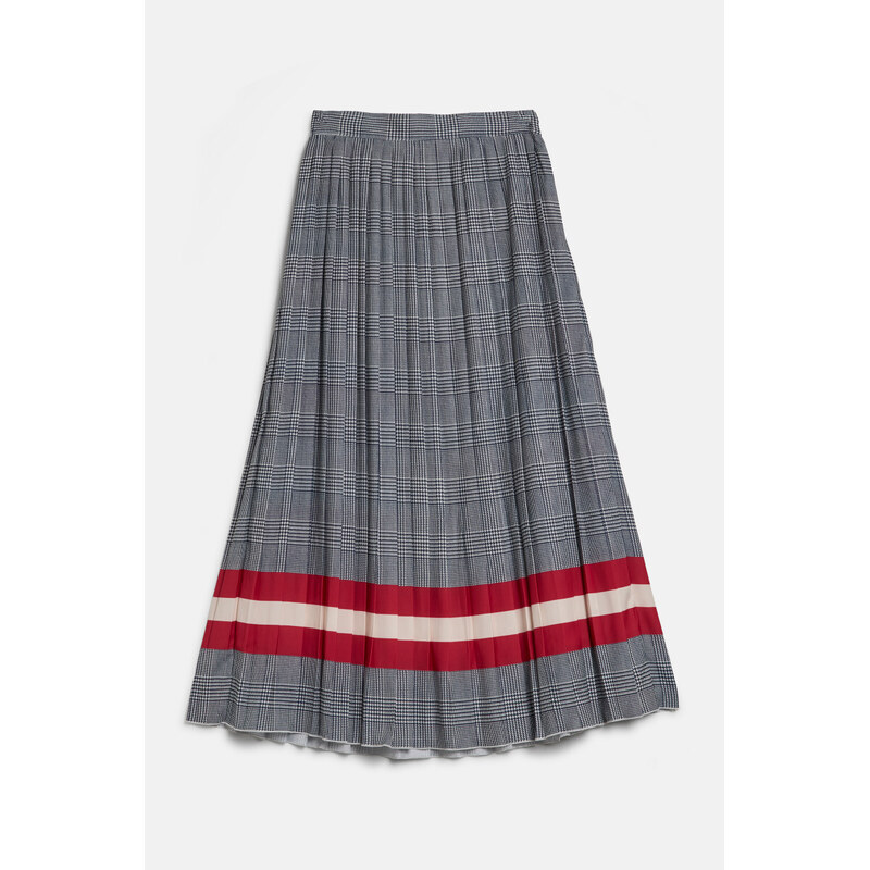 SUKNĚ GANT CHECK PRINT PLEATED SKIRT EVENING BLUE
