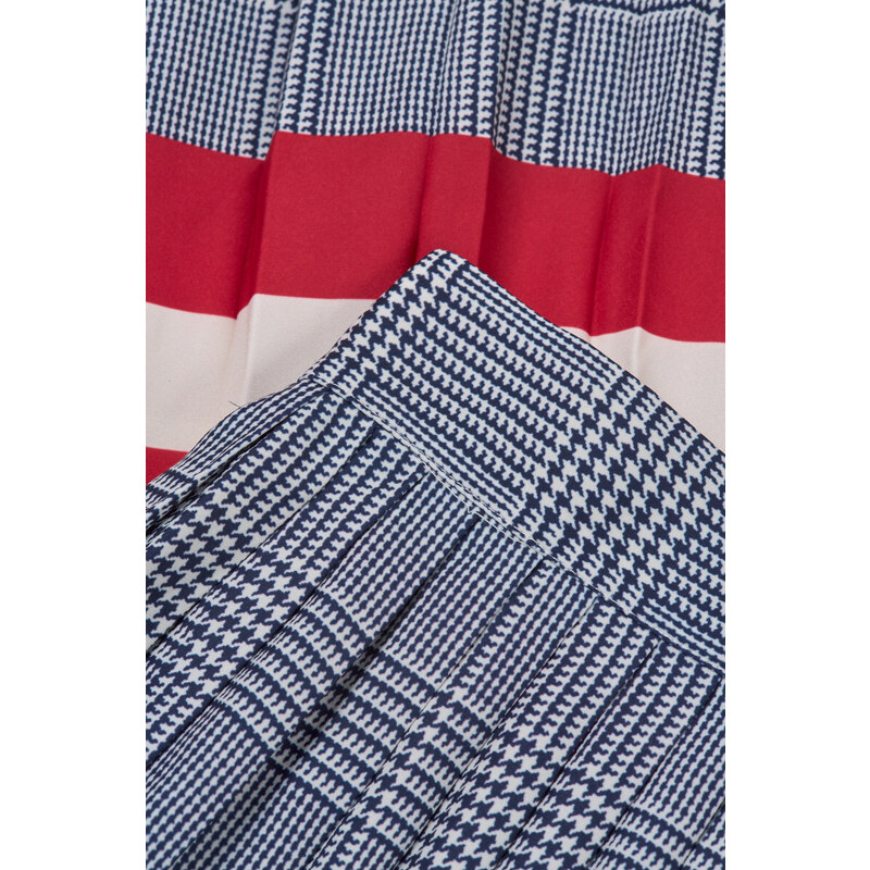 SUKNĚ GANT CHECK PRINT PLEATED SKIRT EVENING BLUE