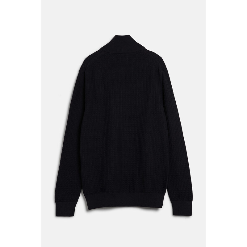 SVETR GANT COTTON TEXTURED HALF ZIP BLACK