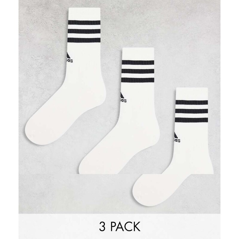 adidas performance adidas Training 3 pack three stripe socks in white 100080739