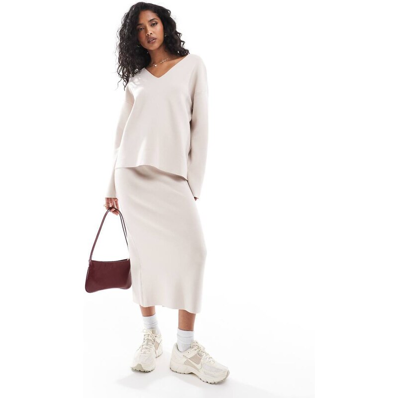 Object structed v neck jumper co-ord in silver grey 100147571
