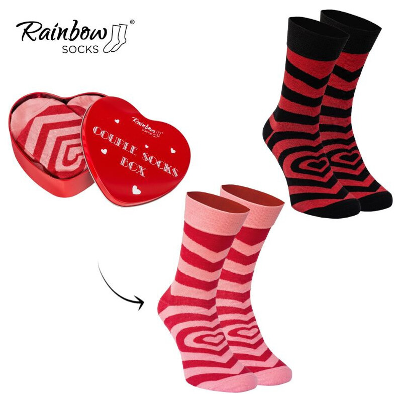 ZOOKSY/RAINBOW SOCKS Ponožky COUPLE BOX 2 Páry Krabička Srdce