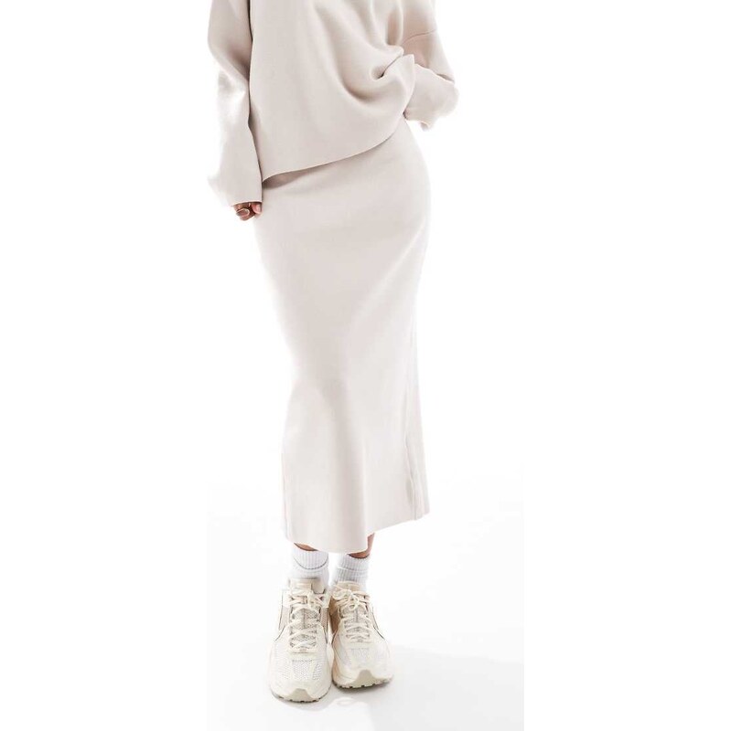 Object structured knit midi skirt co-ord in silver grey