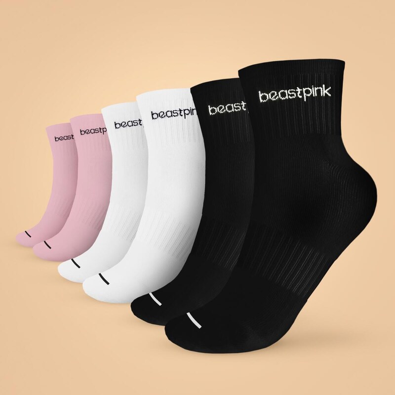 BEASTPINK Ponožky Midhigh 3Pack White Black Pink 99095639