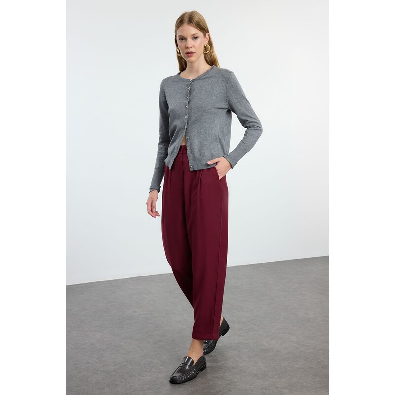 Trendyol Claret Red Balloon Pattern Woven Trousers 107080350
