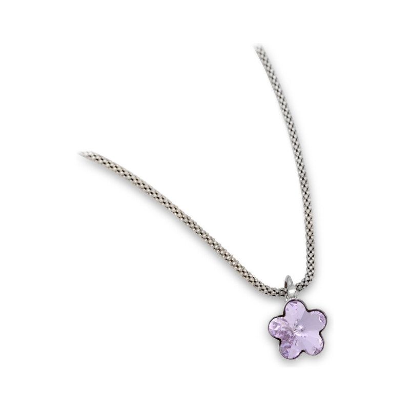 Troli Dívčí stříbrný náhrdelník Flower Violet