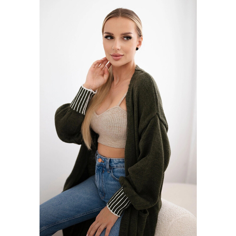 K-Fashion Kardigan s kapsami khaki