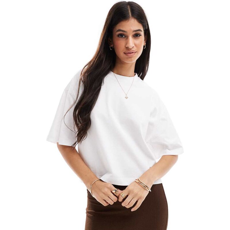 ASOS DESIGN boxy cropped t-shirt in white