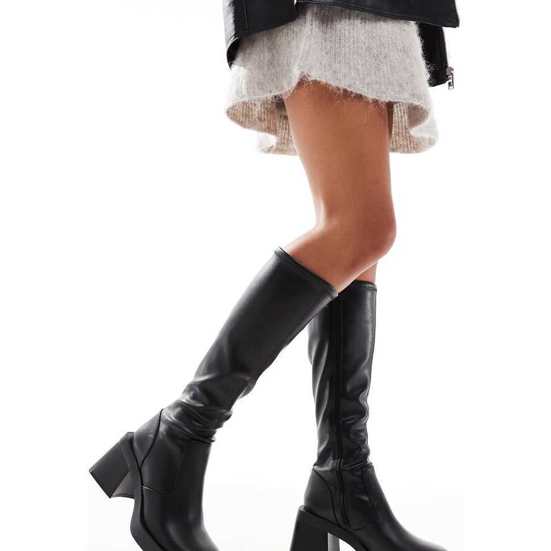 ASOS DESIGN Wide Fit Charlotte heeled knee boots in black