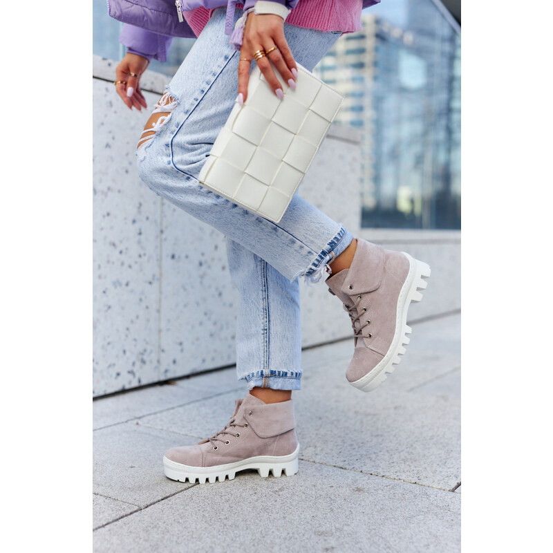 S. BARSKI Semišové boty Trapper Tiered Světle fialová Dalles