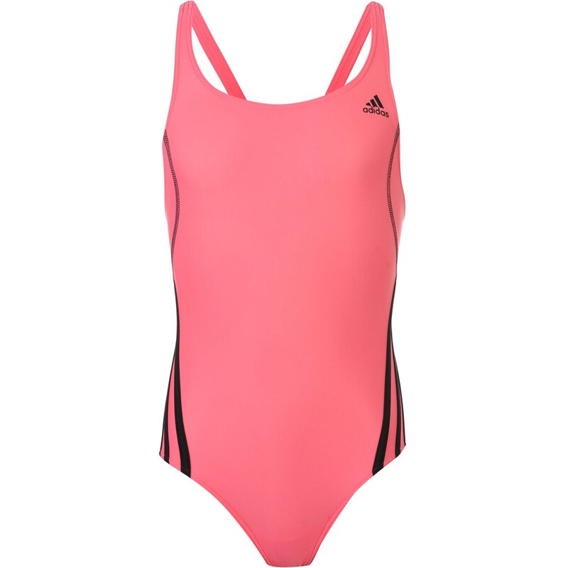adidas 3 Stripe Swimsuit Super Pink/Blk