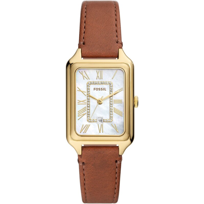 FOSSIL Analogové hodinky Raquel hnědá / zlatá 105441529