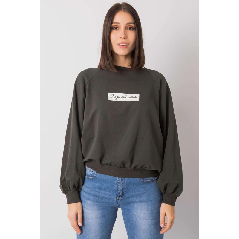 MladaModa Oversize mikina Hariette bez kapuce barva khaki