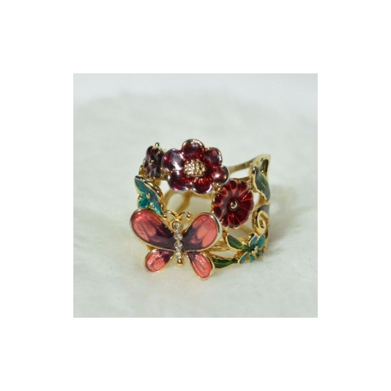 Prsten Guess Multicolor Flower and Butterfly Ring