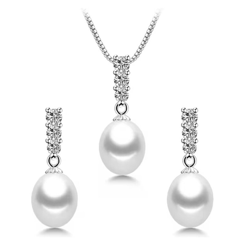 GRACE Silver Jewellery Stříbrná souprava šperků s bílou perlou