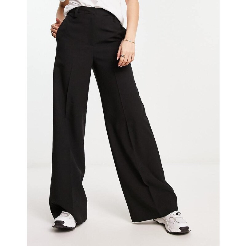 ASOS DESIGN wide leg tailored trouser in black