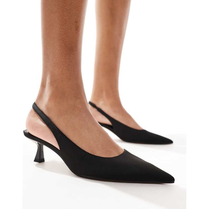 ASOS DESIGN Stroll slingback mid heeled shoes in black