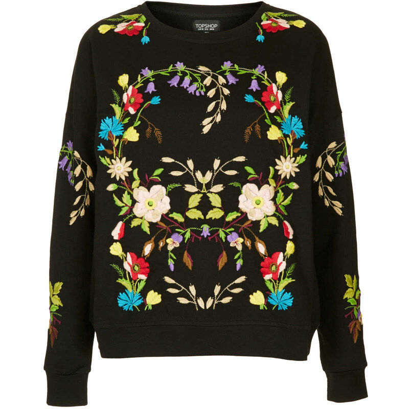 Topshop Floral Embroidered Sweatshirt