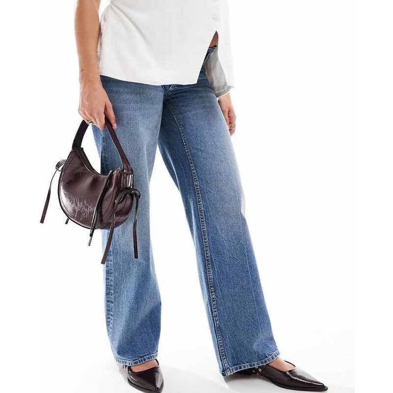 ASOS Maternity ASOS DESIGN Maternity wide leg dad jeans in mid