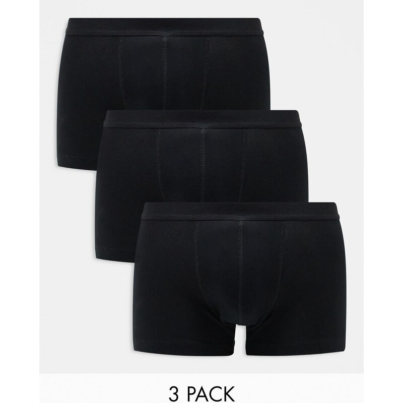 ASOS DESIGN 3 pack trunks in black cotton - BLACK 100126808