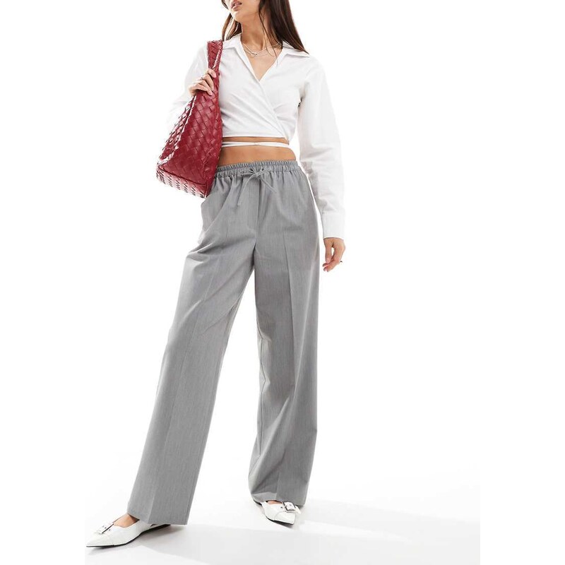 ASOS DESIGN tailored pull on trousers in grey 115711403