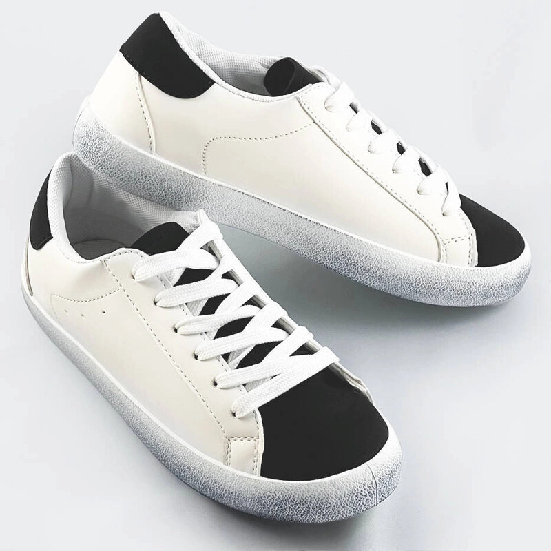 bílo-černé dámské šněrovací trampky model 17270336