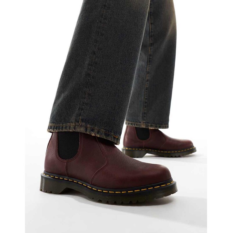 Dr Martens 2976 fur lined chelsea boots in burgundy-Red
