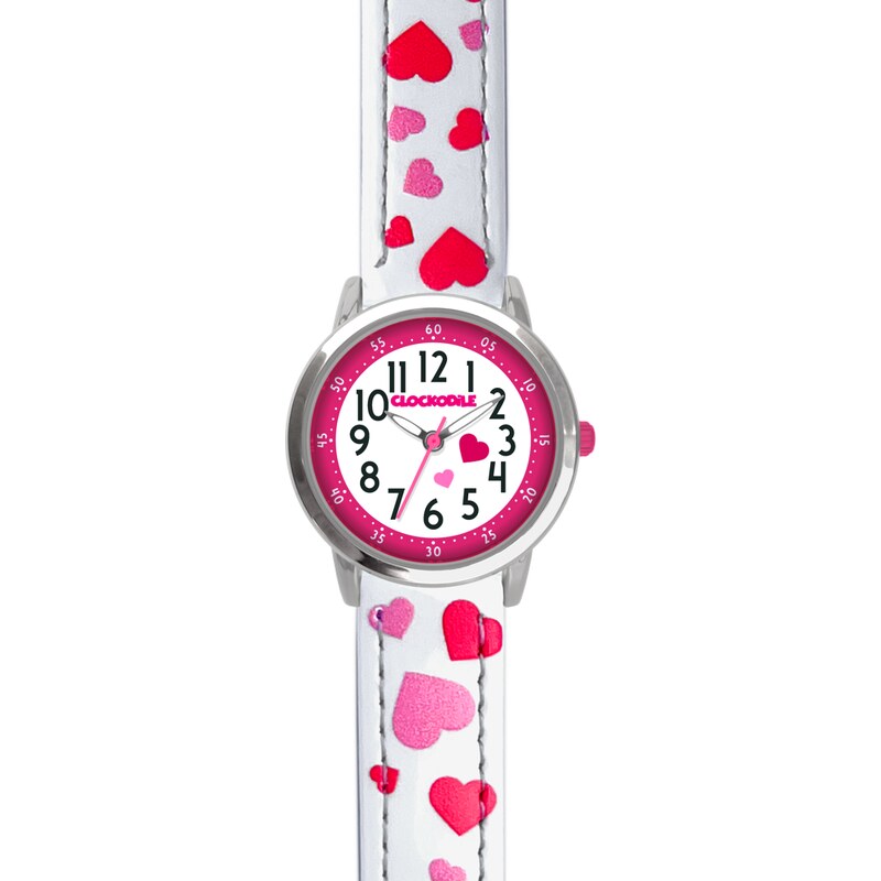 CLOCKODILE Bílé dívčí dětské hodinky SRDÍČKA CWG5211 108517181