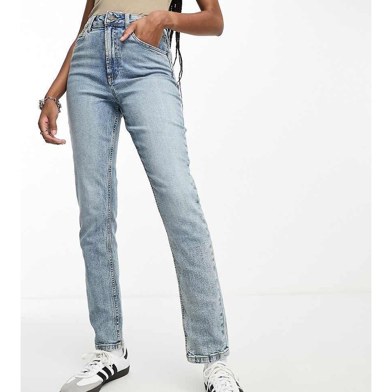 ASOS Tall ASOS DESIGN Tall slim fit comfort mom jeans in mid blue 100061537