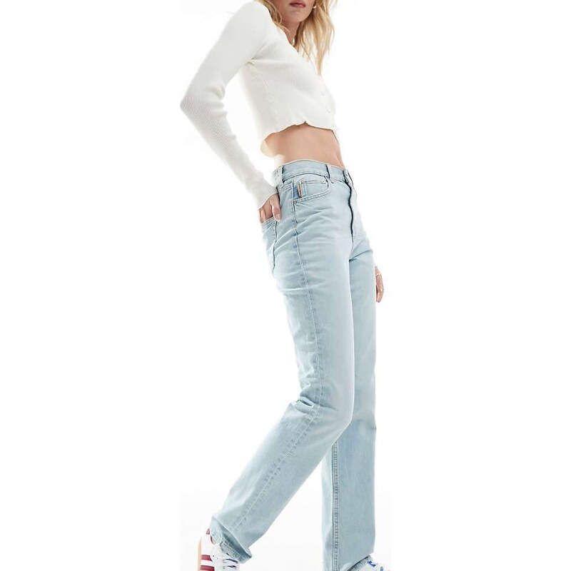 ASOS Tall ASOS DESIGN Tall mid rise straight jean in pale blue 100081196