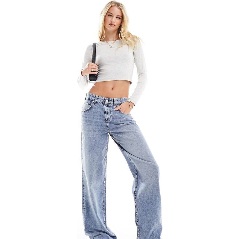 ASOS Tall ASOS DESIGN Tall low rise baggy jeans in mid blue 115509670
