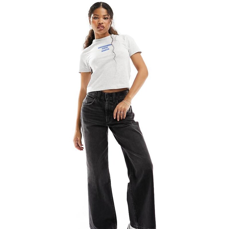 ASOS Petite ASOS DESIGN Petite wide leg dad jeans in washed black 100067781