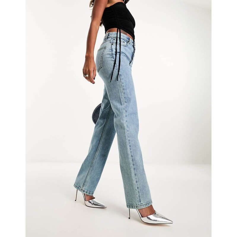 ASOS DESIGN mid rise straight jeans in vintage lightwash-Blue 100709186