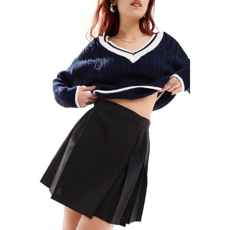 ASOS DESIGN tailored pleated mini skirt in black 100055996