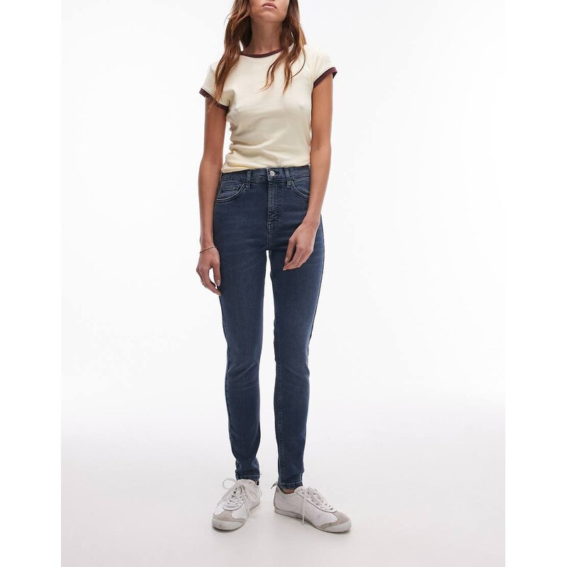 Topshop Jamie high rise skinny jean in storm blue-Grey 106606101