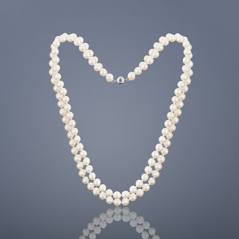 Buka Jewelry Buka Dvouřadý perlový náhrdelník 6,5 AAA bílý 715
