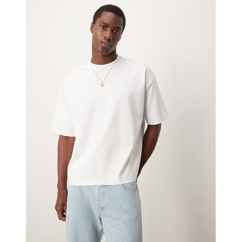 ASOS DESIGN premium interlock boxy oversized t-shirt in white